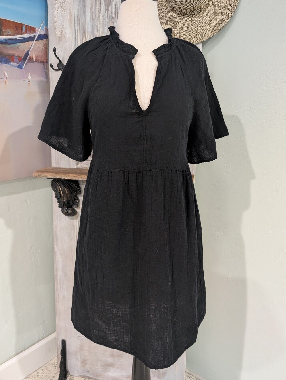 NWT Old Navy Black Gauze Cotton Dress